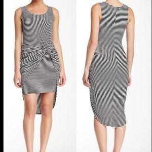 Knit Striped Knot Asymmetrical Dress